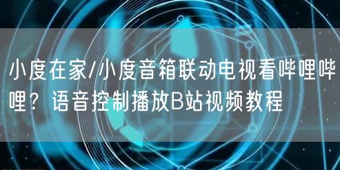 小度在家/小度音箱联动电视看哔哩哔哩？语音控制播放B站视频教程